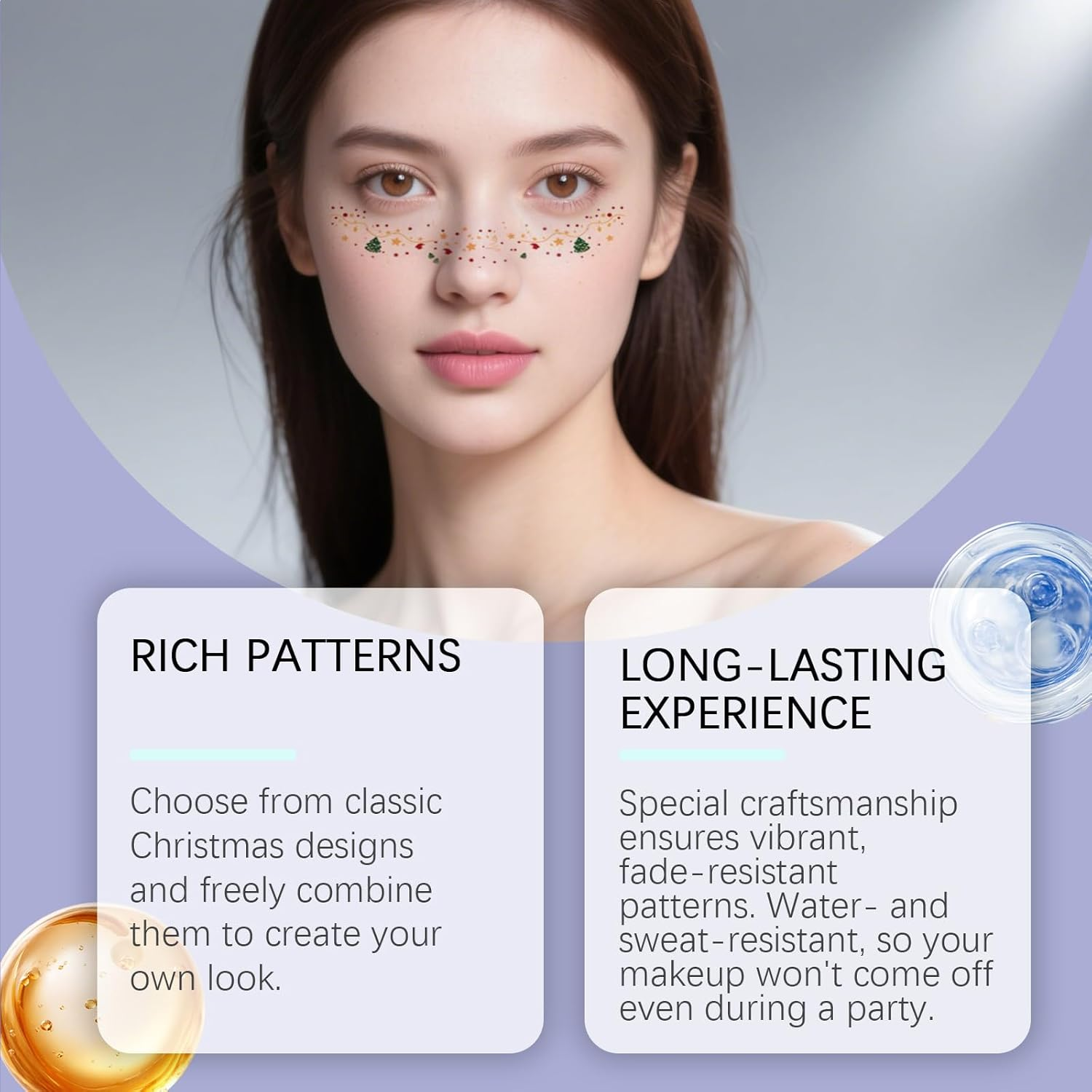 KOAHDE Christmas Tattoos Face Stickers, Pack of 6, Christmas Temporary Tattoos Children, Realistic Face Tattoos, Children, Girls, image number 5