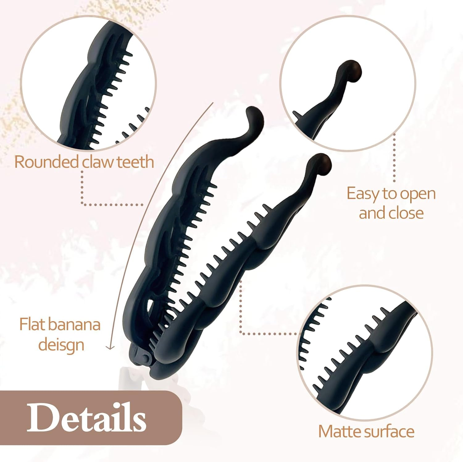 NATOSU 4 Pieces Banana Hair Clips, Vintage Banana Clip, Ponytail Holder, Banana Clips, Fish Clips, Non-Slip Ponytail Holder Clip for Women image number 6