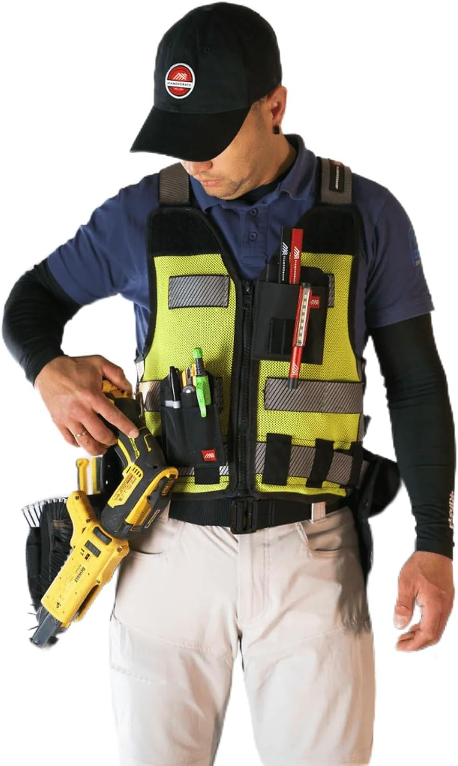 Diamondback Hi-Viz 701 Tool Vest - Safety Tool Vest for Carpenters, Roofers & Electricians image number 3