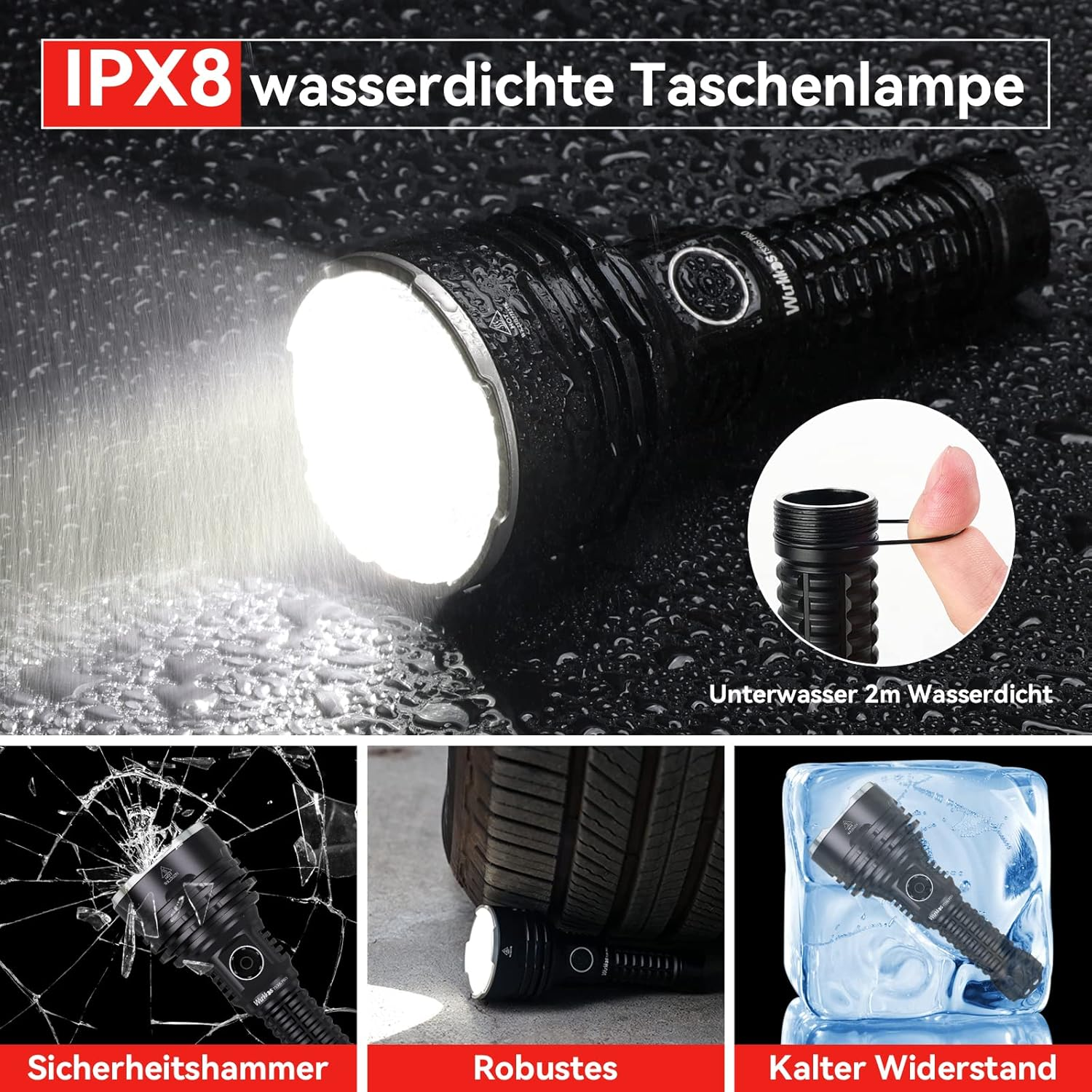 Wurkkos TS30S PRO Flashlights, Super Bright, Rechargeable LED Torch, 6000 Lumens, SBT90.2 LED, Tactical Torch with Anduril 2.0 UI, IP68 Waterproof, 1086M Range for Camping, Hiking