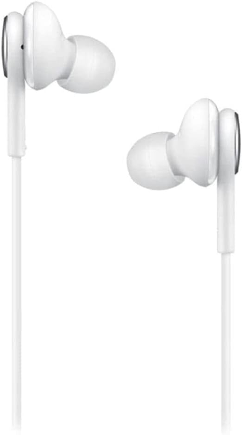 Samsung AKG Earbuds Original USB Type C In-Ear Earbud Headphones with Remote & Mic for Galaxy S23 Ultra, A53 5G, S22, S21 FE, S20, Note 10, 10+, S10 plus - Braided - Includes Velvet Pouch - White image number 4