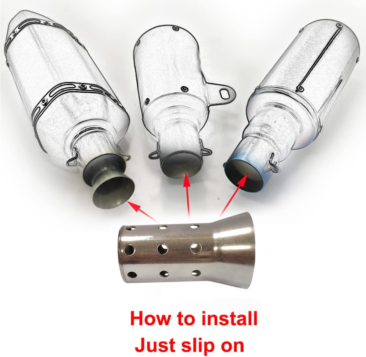 ISTUNT Exhaust DB Killer Silencer Muffler Baffle Noise Eliminator Universal Fit 51Mm Joint Motorcycle 3.3 Inch in Length image number 3