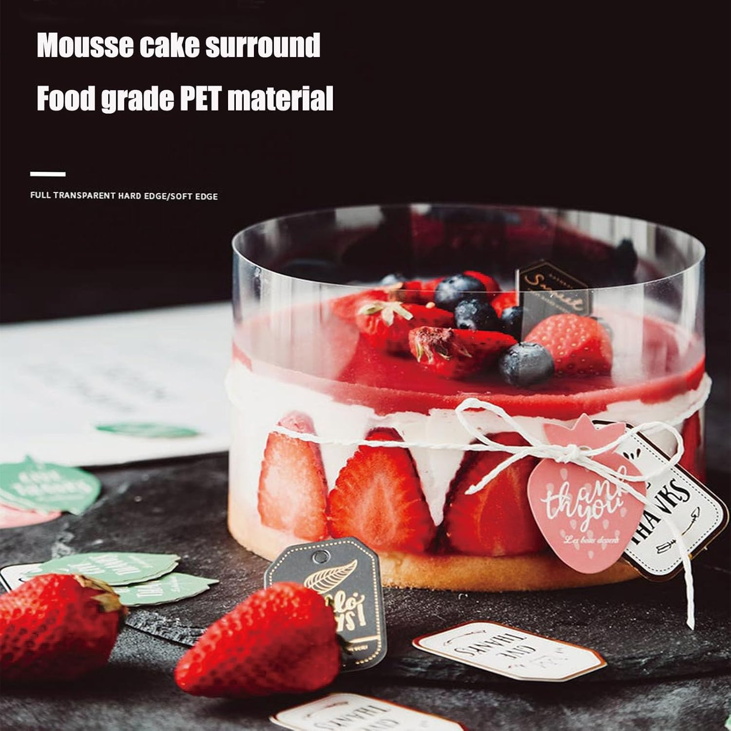 Cake Collars 4 X 394Inch,Transparent Cake Rolls Acetate Sheet Baking Mousse Surrounding Edge，Transparent Chocolate Mousse Collar Baking Surrounding Edge Decorating Roll for Cake image number 4
