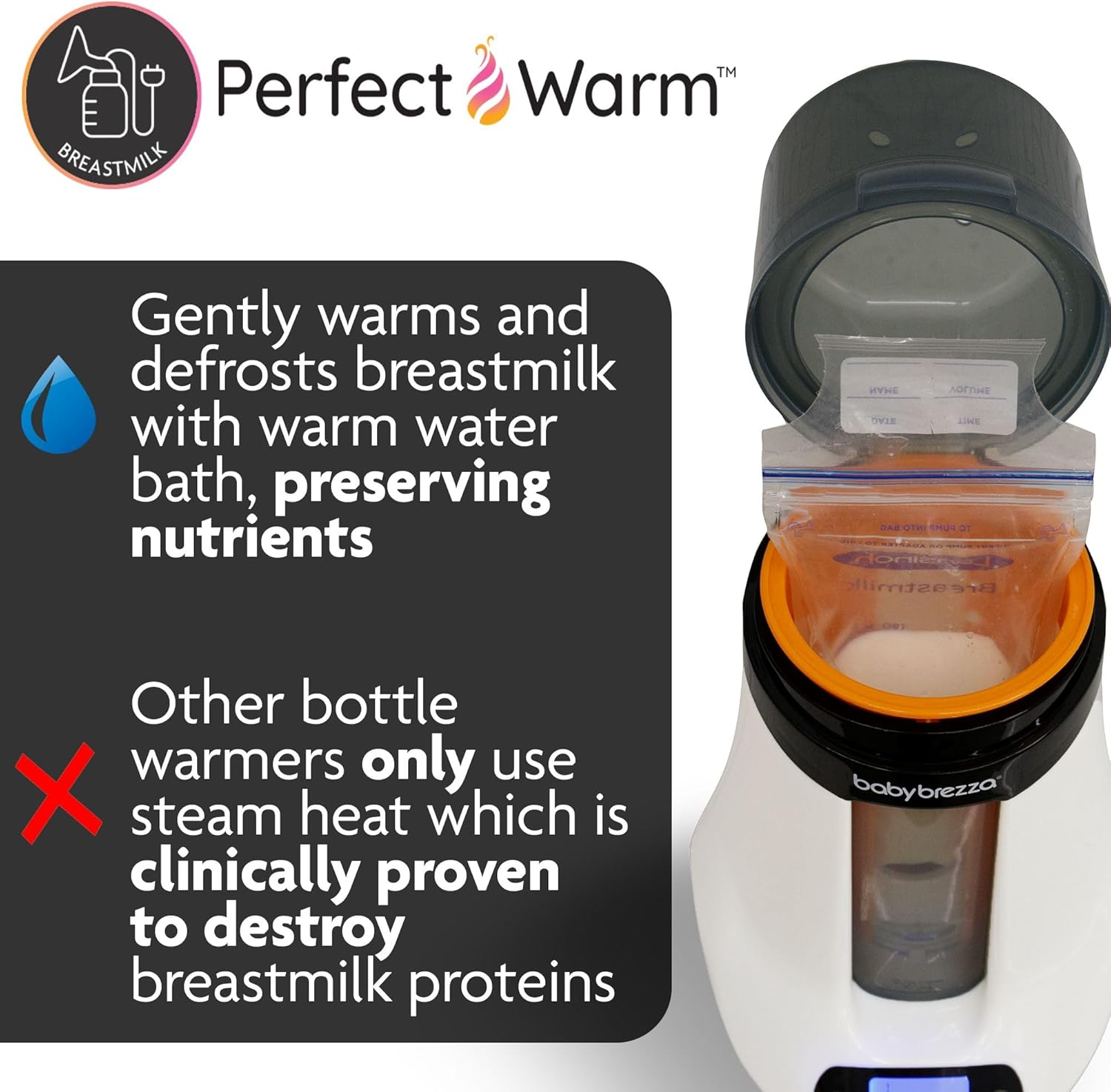 Baby Brezza Safe & Smart Electric Baby Bottle Warmer, Breastmilk Warmer + Baby Food Warmer + Defroster - Universal Warmer Fits All Feeding Bottles: Glass + Plastic &ndash; Wireless Bluetooth Control image number 1