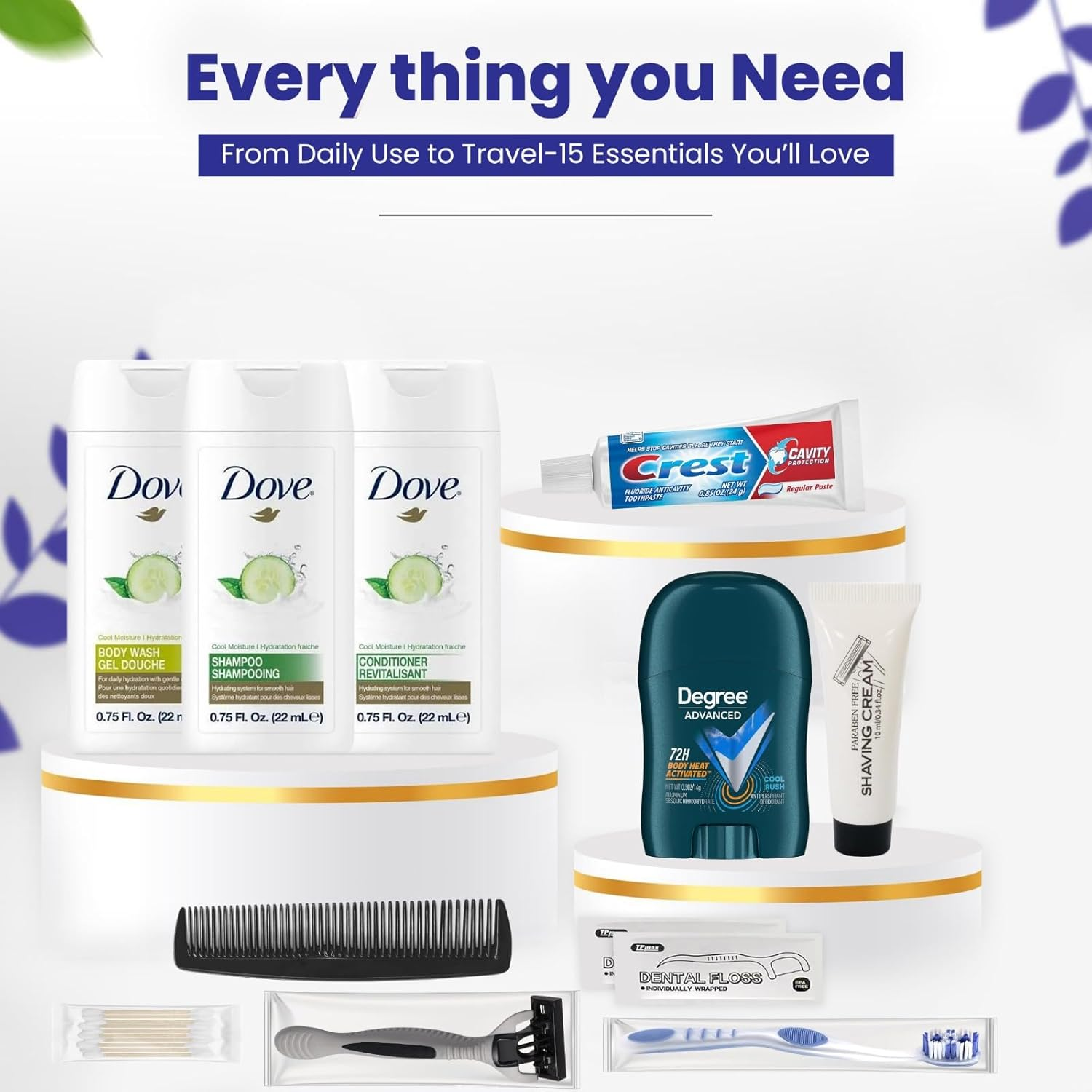 Trektote Travel Toiletry Kit for Men &ndash; 12 Piece Set of Travel Size Toiletries, TSA Compliant, Travel Essentials, Includes Shampoo and Conditioner, Body Wash, Toiletry Bag & More image number 6