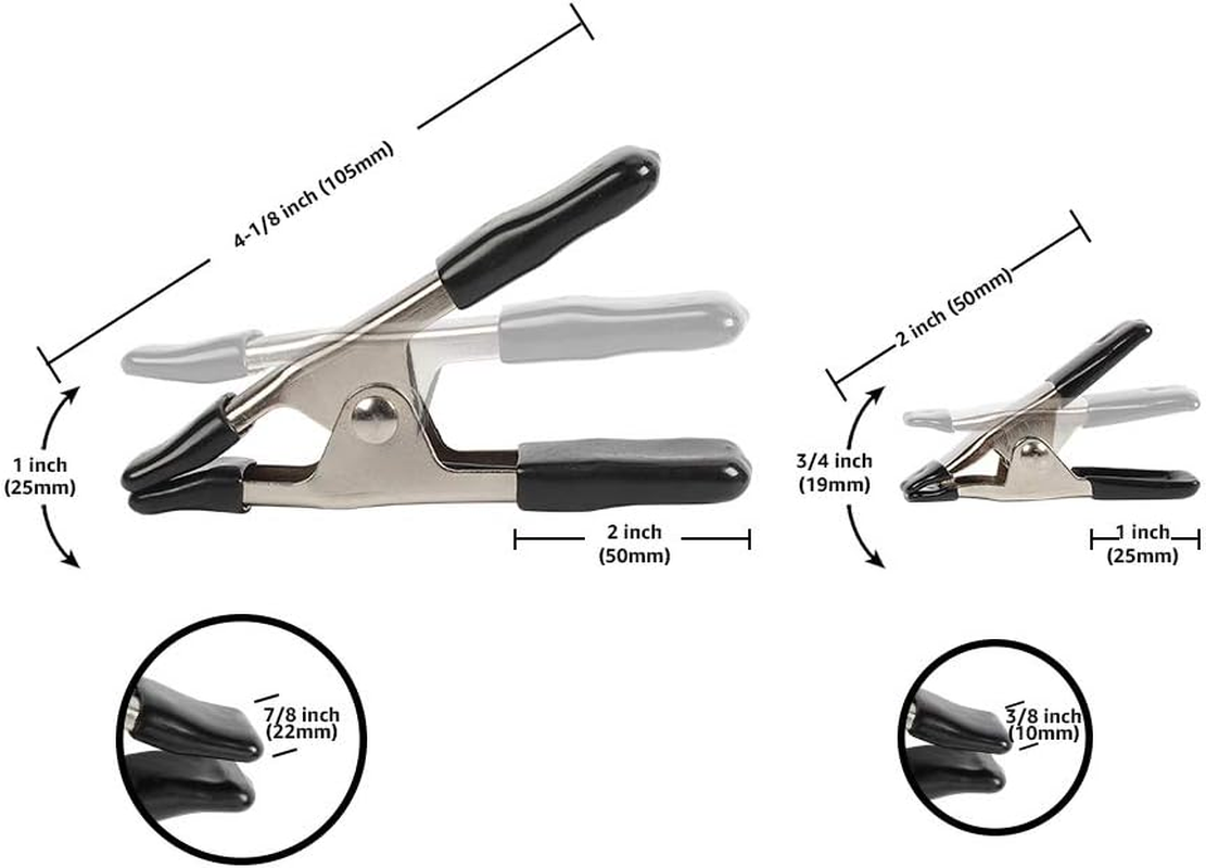 Amazon Basics 20-Piece Steel Spring Clamp Set, 15 Pack of 1.9-Cm, 5 Pack of 2.54-Cm, Black/Silver image number 5