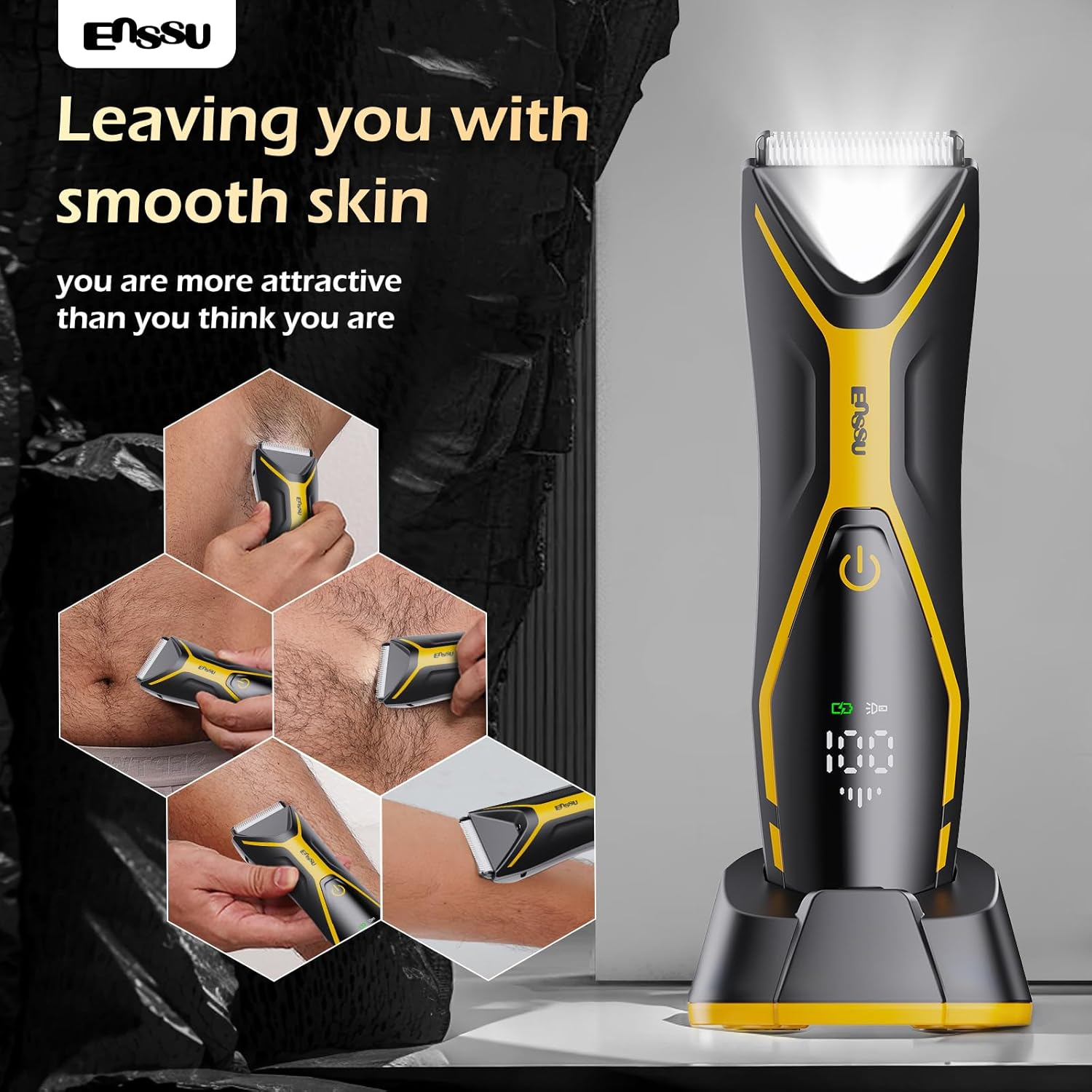 Trimmer for Men,Manscape Body Hair Trimmer,Electric Ball Shavers with Ceramic Blades & BLADELOCK&trade;, Pubic Hair Groomer IPX7 Waterproof Wet or Dry Use for Groin/Legs/Chest image number 3