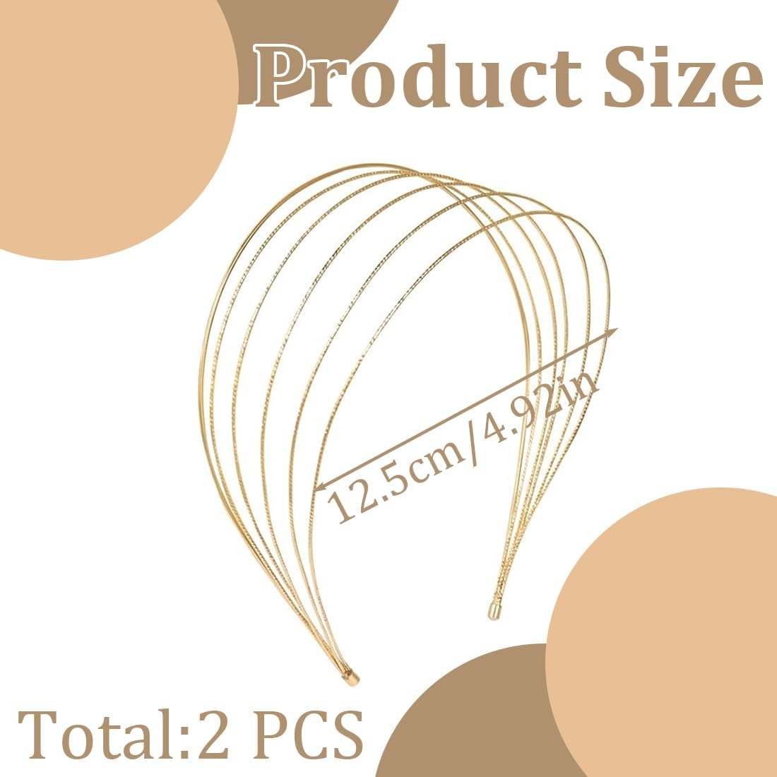 Pack of 2 Women'S Hair Bands, Gold, Multilayer Metal Headbands for Women, Fashionable Elegant Hair Bands image number 4