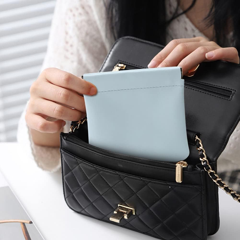 2Pcs Pocket Cosmetic Bag, Jewelry Travel Bag, No Zipper Self-Closing, Portable Make up Organizer Jewelry Pouch for Women Waterproof Mini Multifunctional Storage Bag (Sky Blue) image number 4