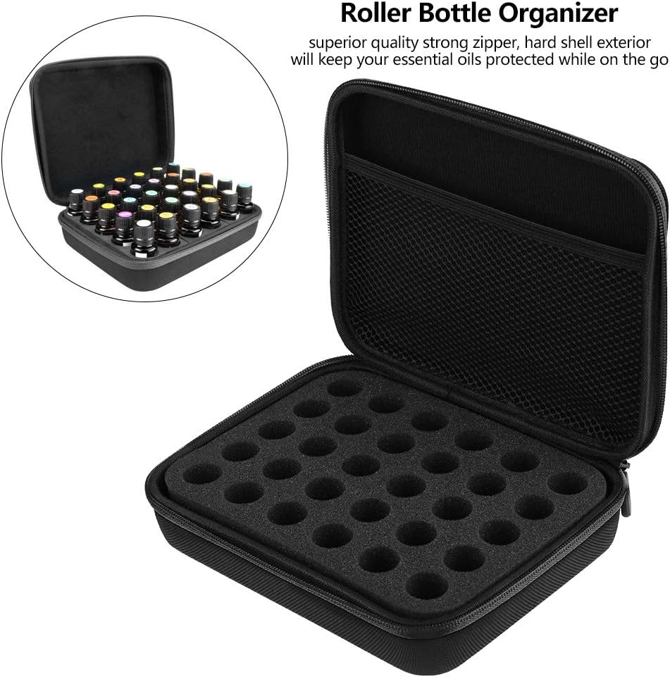 60 Grid 5 Ml Essential Oils Carrying Case, Roller Bottle Organizer, Essential Oils Box Holds, Hard Shell Exterior Storage for Travelling (Black) - Purple image number 5