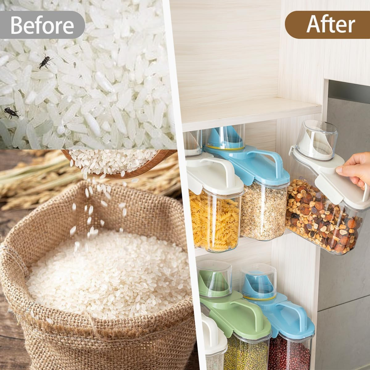 ZEBAN Small Cereal Containers 2L Airtight Dry Food Airtight Dry Food Storage Containers with Pouring Spout Dry Food Dispenser for Flour, Sugar, Rice, Oats