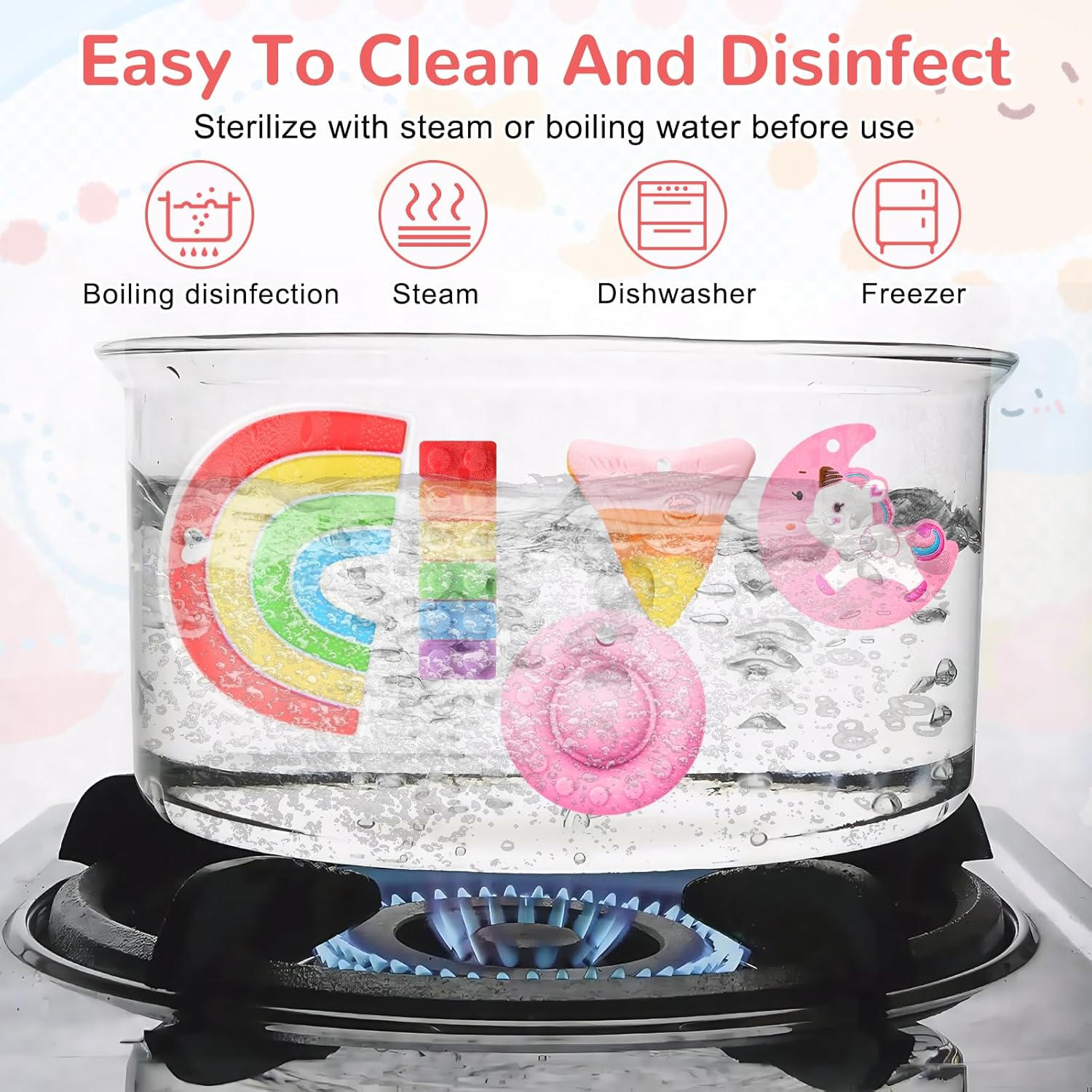 Chew Necklaces for Adults and Babies - Rainbow Building Blocks 5 Piece Set, Bpa-Free Silicone Sensory Chew Necklaces for Anxiety Relief, Easy to Hold, with Massage Blocks to Relieve Teething Pain image number 6