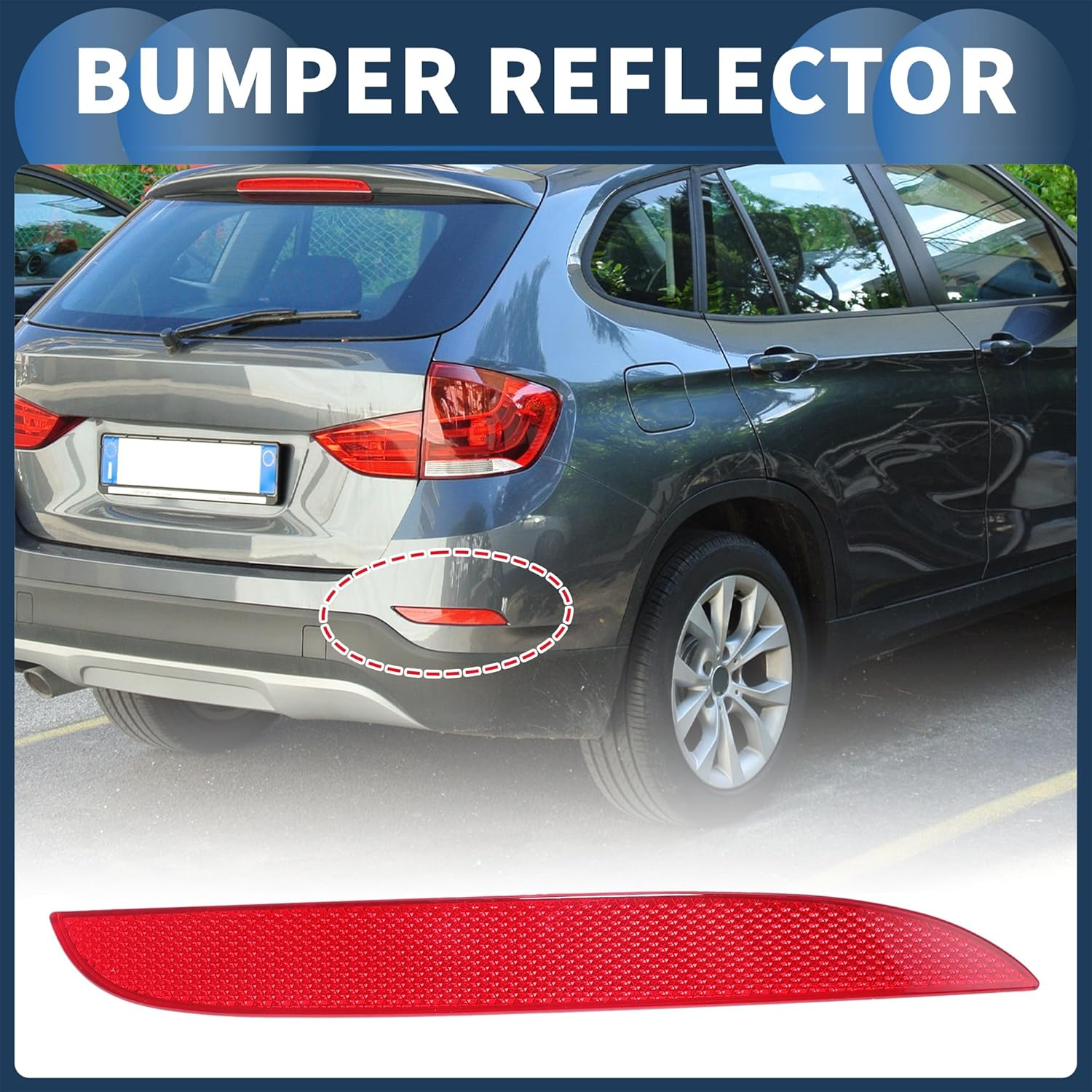 X AUTOHAUX Bumper Reflector Rear Right 8.66"X1.06" Bumper Reflector Side Marker No.63142990864 for BMW X1 E84 2009-2015 Plastic Red Durable image number 4