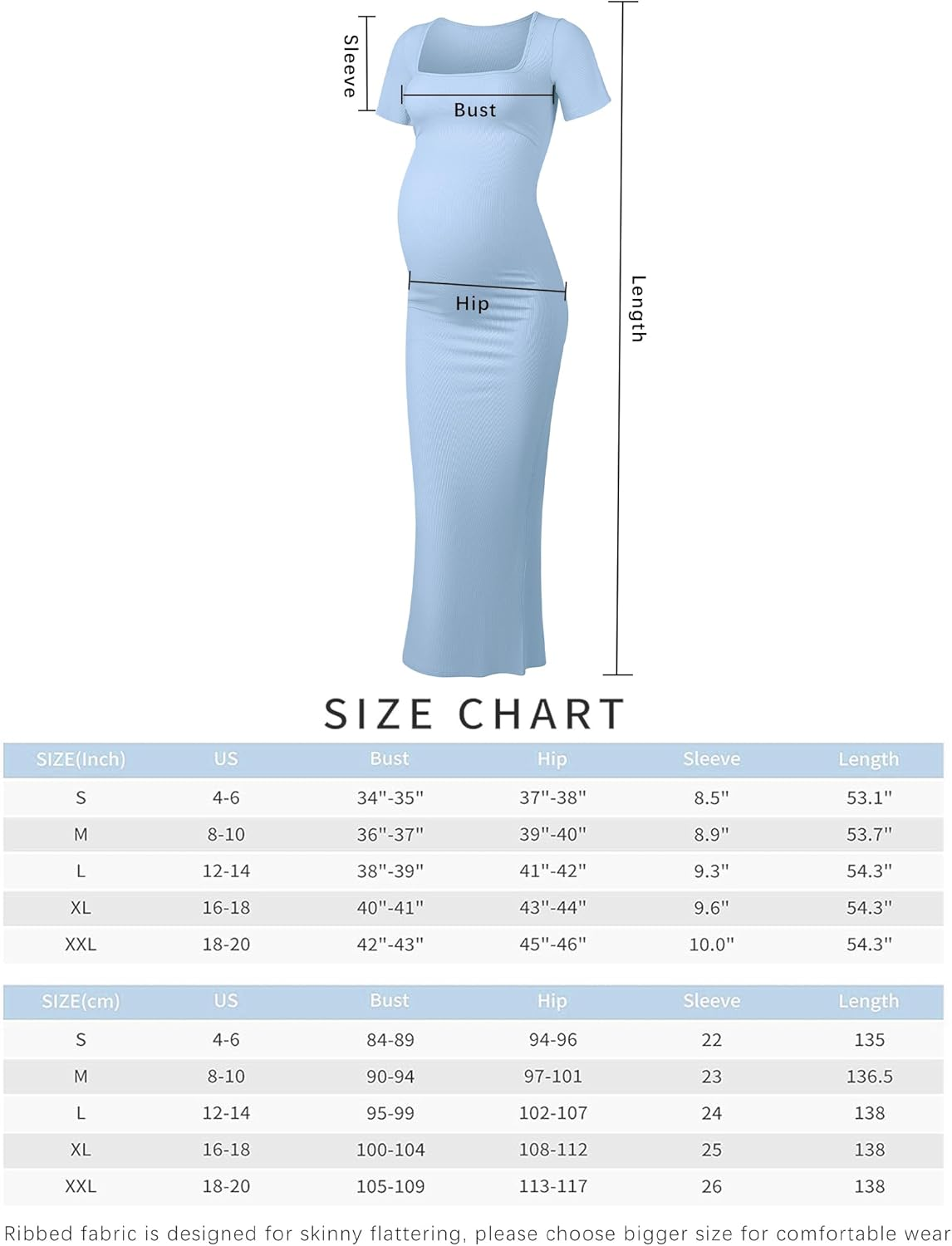 Peauty Women'S Ribbed Maxi Dress Body-Hugging Fit Maternity Dress before during after Pregnancy image number 2