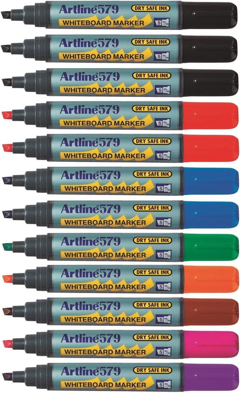 Artline 579 Whiteboard Marker 5Mm Chisel Nib Assorted Wallet 6