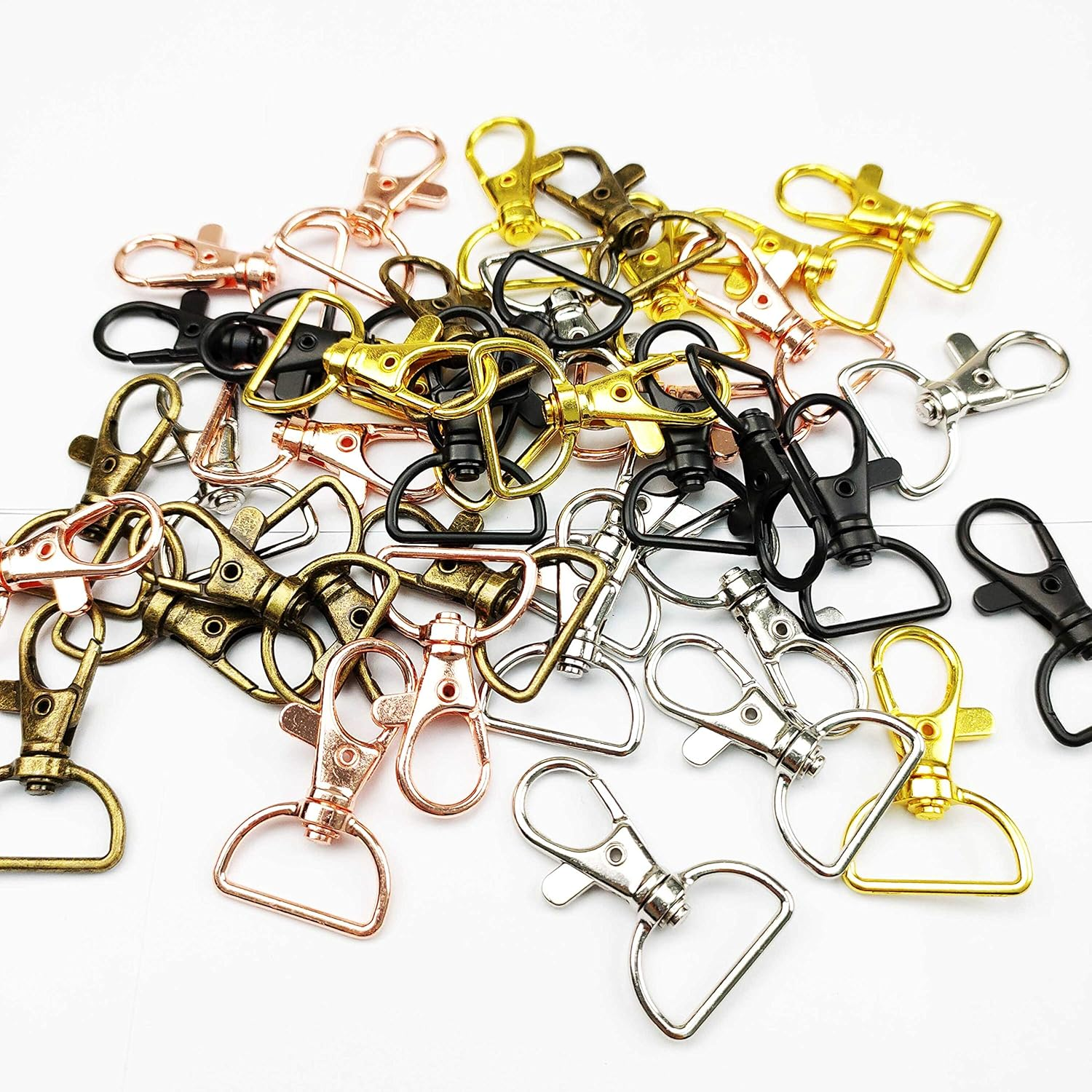 40 Pieces Swivel Snap Hooks Lanyard Snap Hooks Keychain Clip Hook Lobster Claw Clasp Metal Hook Clasp with D Rings for Keychain Purse Hardware Sewing Craft Project