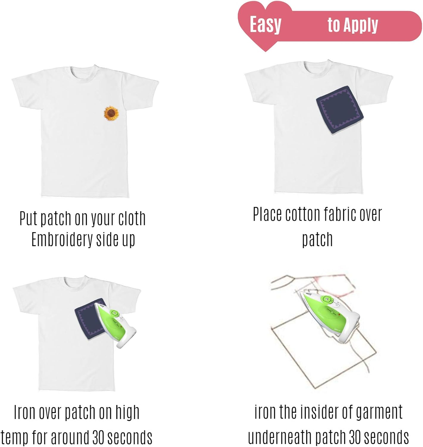 Embroidered Iron on Patch for Clothing,Sunflowers Butterfly Iron on Patches Set,Large Size Cute Decoration Embroidered Patches Pack for Jeans,Bags, Clothing, Arts Crafts DIY (Mix) - Flower image number 2