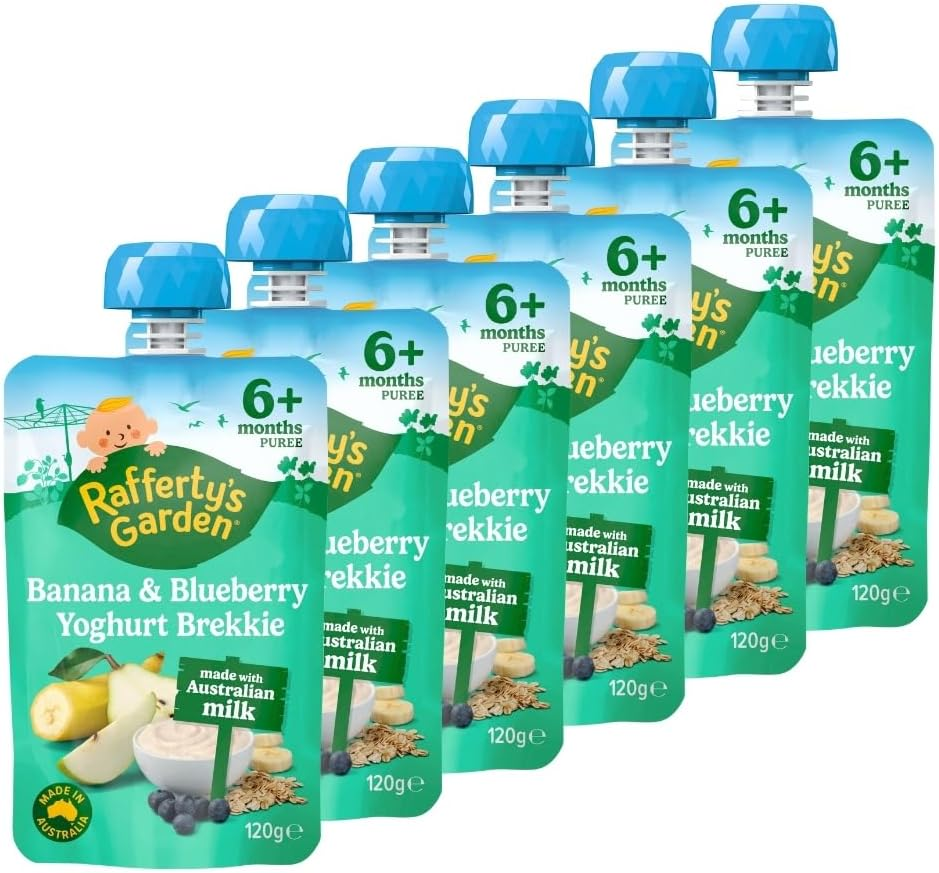 Rafferty'S Garden Blueberry, Banana and Pear Yoghurt Brekkie Baby Food Pouch for Babies 6+Months 120G (Case of 6) image number 2