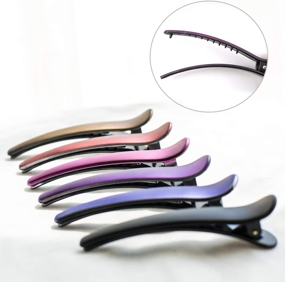 Hair Clips for Styling, HAITAO 12 PCS Non-Slip Colorful Plastic Duckbill Alligator Hair Barrettes Pins for Women, Baby Kids and Girls, 3.5" image number 6