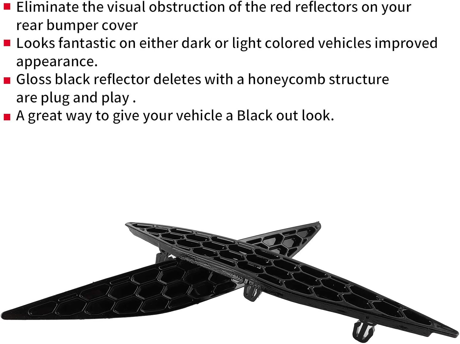 Mk7 Accessories,2016 Reflectors,Auto Bumper Reflector,2Pcs Gloss Black Rear Bumper Reflector Honey Comb Set Fit for MK7 2013-2016 Mk7Rear Reflectors