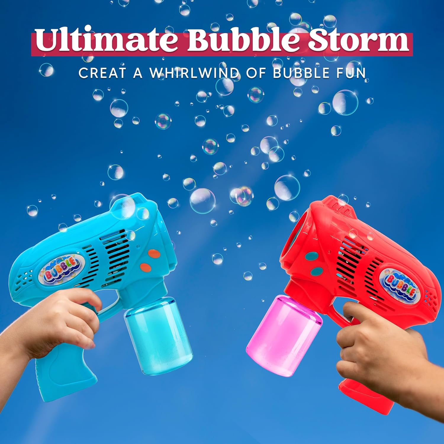 JOYIN 2 Bubble Guns with 2 Bottles Bubble Refill Solution for Kids, Bubble Blower for Bubble Blaster Party Favours, Summer Toy, Outdoors Activity, Easter, Birthday Gift - Green And Blue image number 4