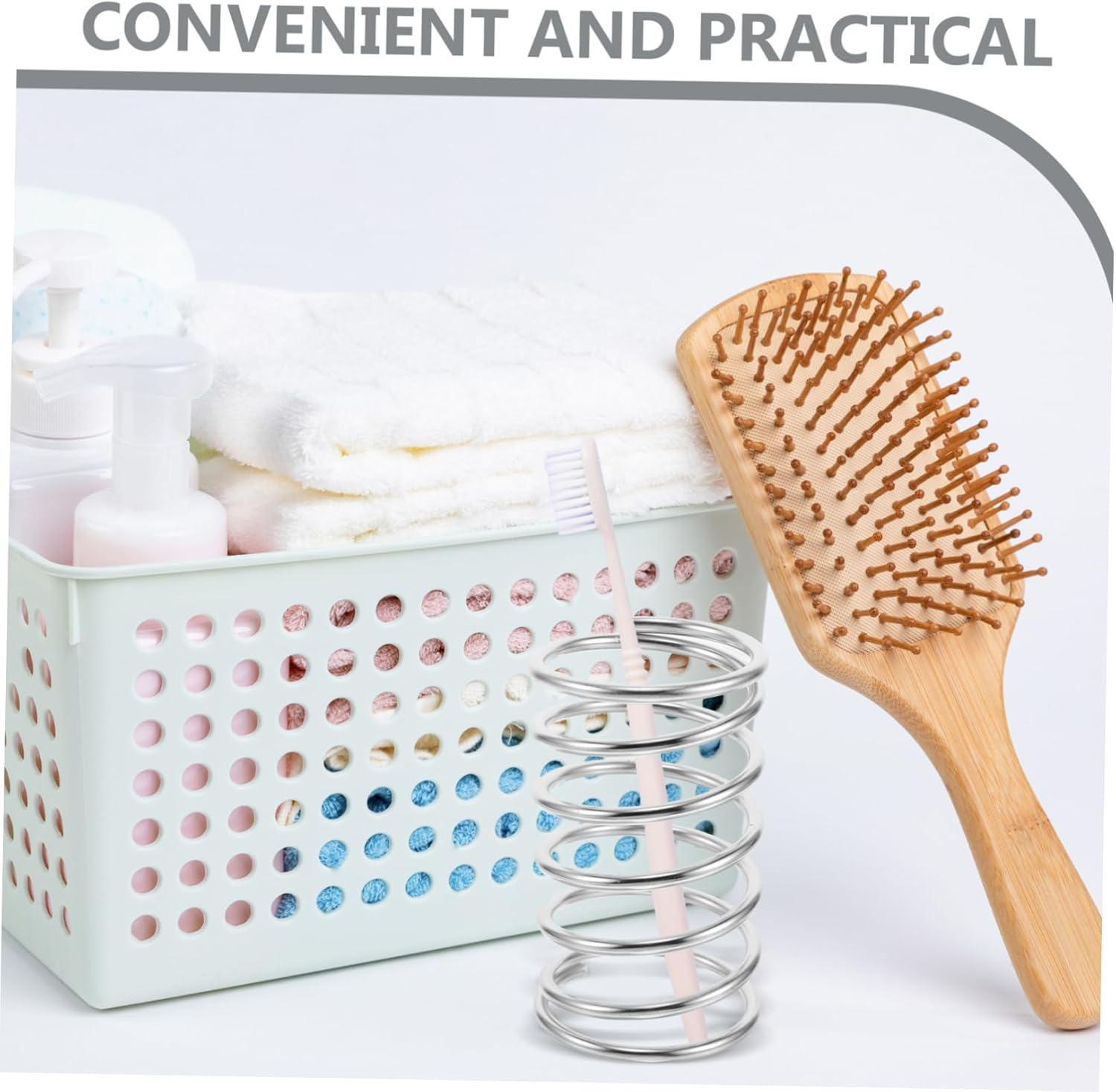 LIFKOME Stainless Steel Spring Toothbrush Holder Bathroom Countertop Storage Rack Metal Toothbrush Organizer and Makeup Brush Holder for Bathroom Accessories image number 4