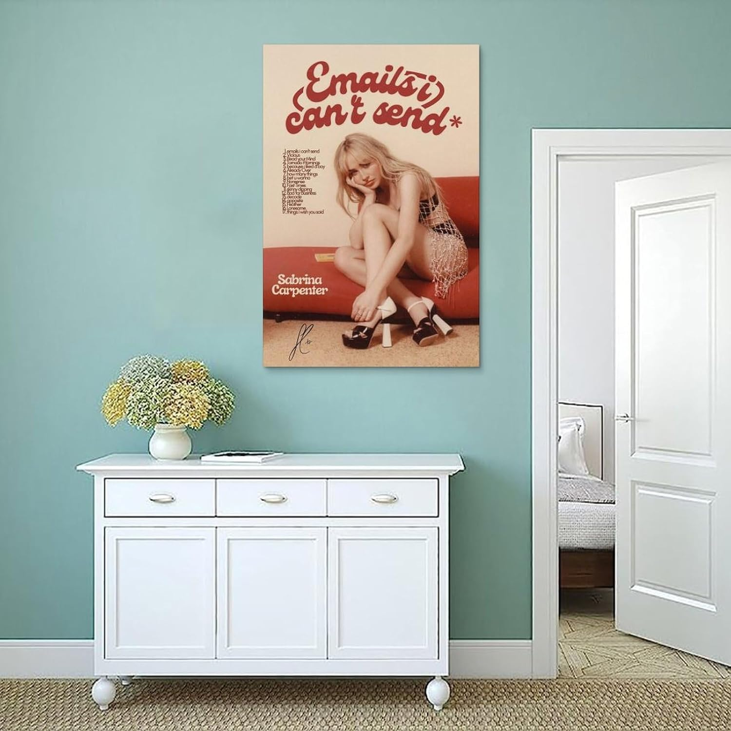 Singer Sabrina Carpenter Poster Music Cover Poster Canvas Painting Wall Art Picture Home Decor Print for Bedroom Living Room Dorm Study Bar Office 08X12Inch(20X30Cm)