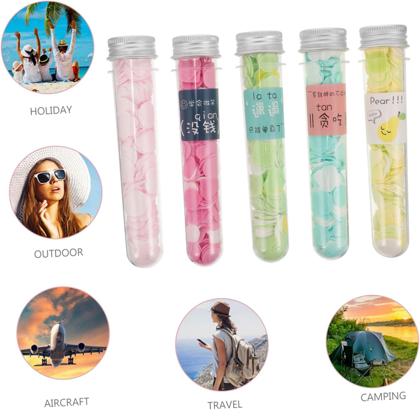 Kisangel 5Pcs Portable Scented Soap Petals Foaming Soap Flakes for Outdoor Travel Lightweight Washable Slice for Camping Hiking and Daily Use image number 4