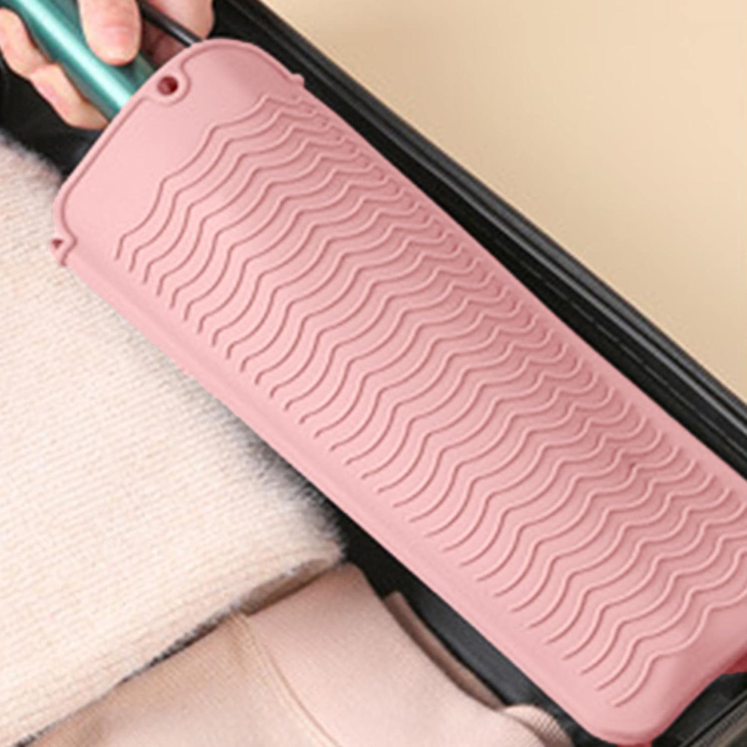 Heat Resistant Straightener Pad | Travel Hair Straightener Mat | Portable Heat Resistant Silicone Mat for Hair Styling Tools, Flat Irons and Curling Irons Pochy image number 3