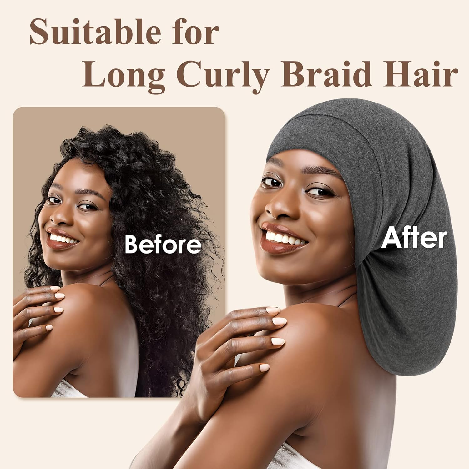 OLESILK 100% Silk Dreadlock Cap, Bonnet for Long Hair and Sleeping, Extra Large for Women & Men, Loc Cap Hair Cover image number 4