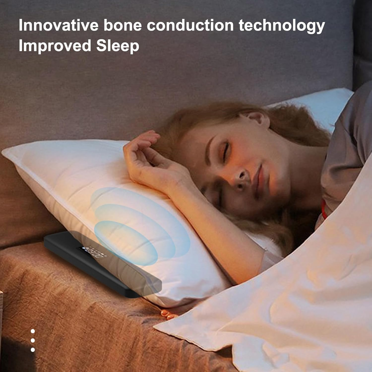 Pillow Speaker, Bone Conduction Wireless Bluetooth Music Sleep Speaker, Sleep Aid Speaker with 300Mah Battery, Supports Memory Card Playback, Timing Function (Black)