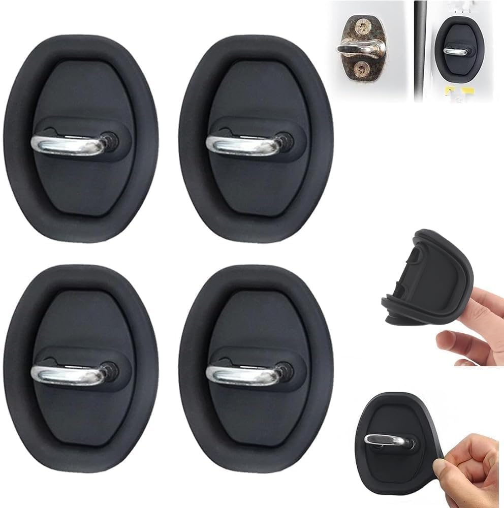 Silicone Door Lock Strike Protector, Silent Shock Absorption Lock Accessories, Rust-Proof Cover Parts Protective Pads for Most Car Models, Black image number 6
