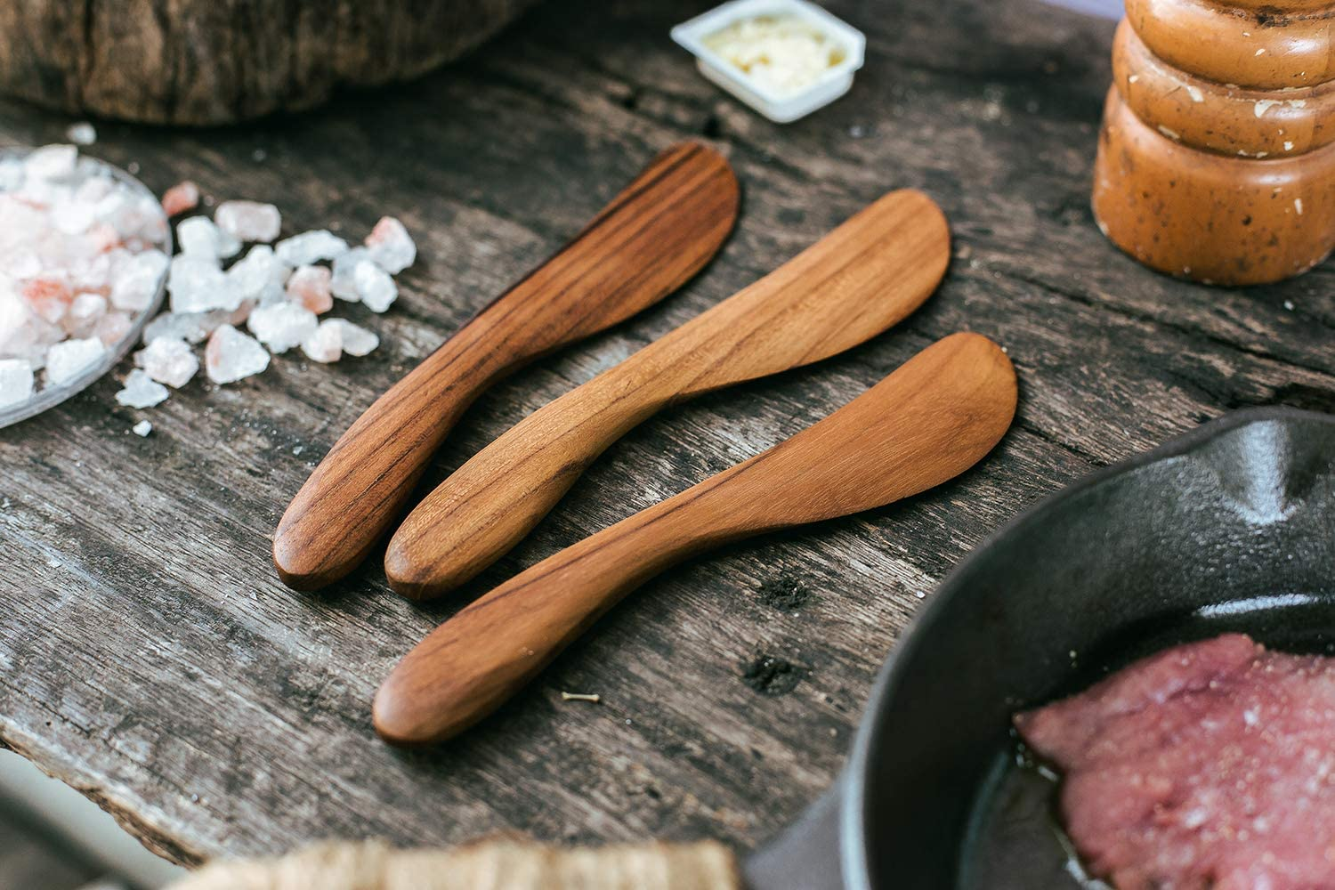 Butter Spreader, Faay - 7.5" Butter Knife Eco-Friendly Condiment Knives from 100% Moist-Resistant Teak Wood, Super Handy Kitchen Utensils Peanut Jelly Spreader Set of 4 image number 3