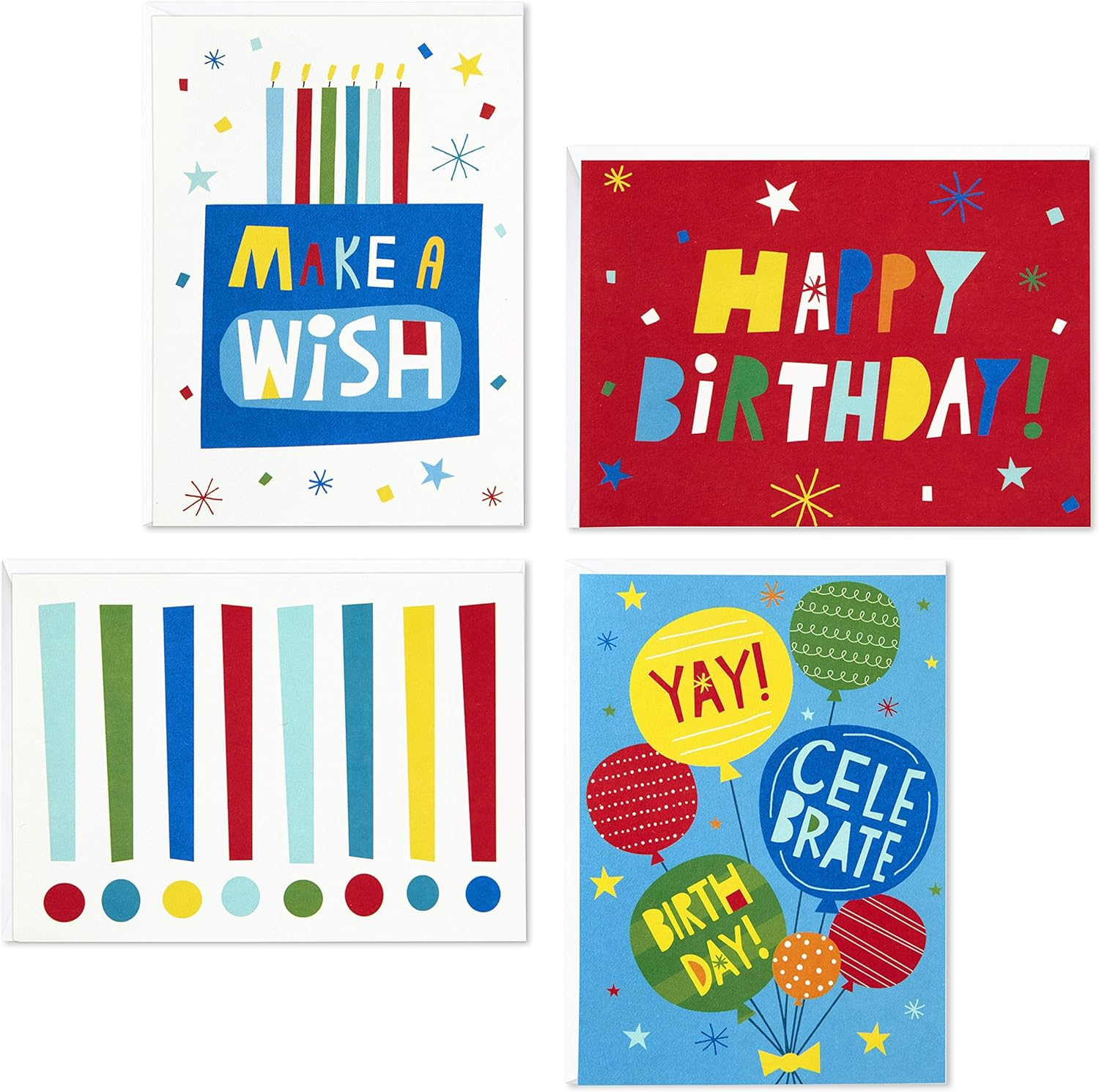 Hallmark Birthday Cards Assortment, Happy Cake Day (48 Cards with Envelopes) - 5.5" X 4" (Pack Of 2), Make A Wish