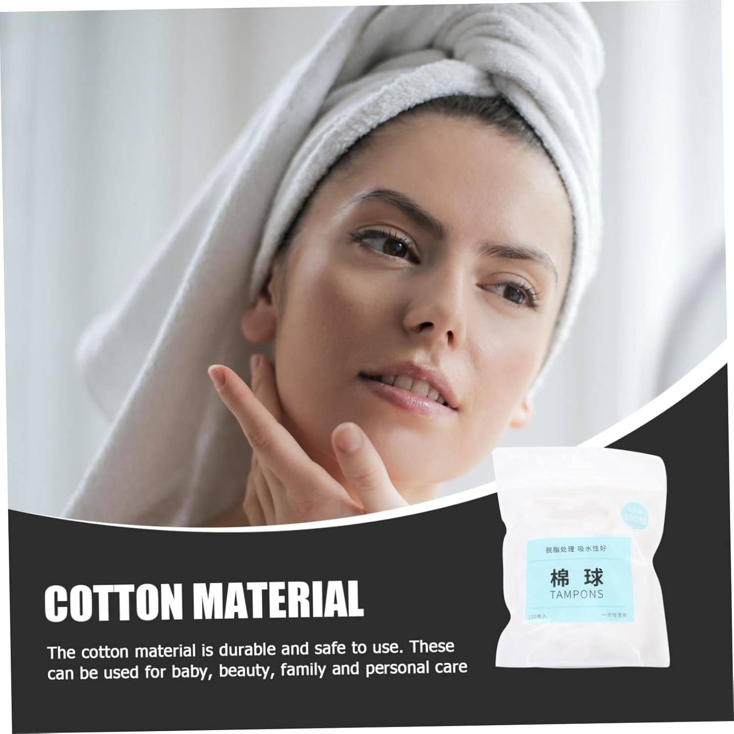 300Pcs Soft Absorbent Cotton Balls for Nail Polish Makeup Removal Pure Cotton Beauty Salon in Resealable Bags Bulk Pack image number 5