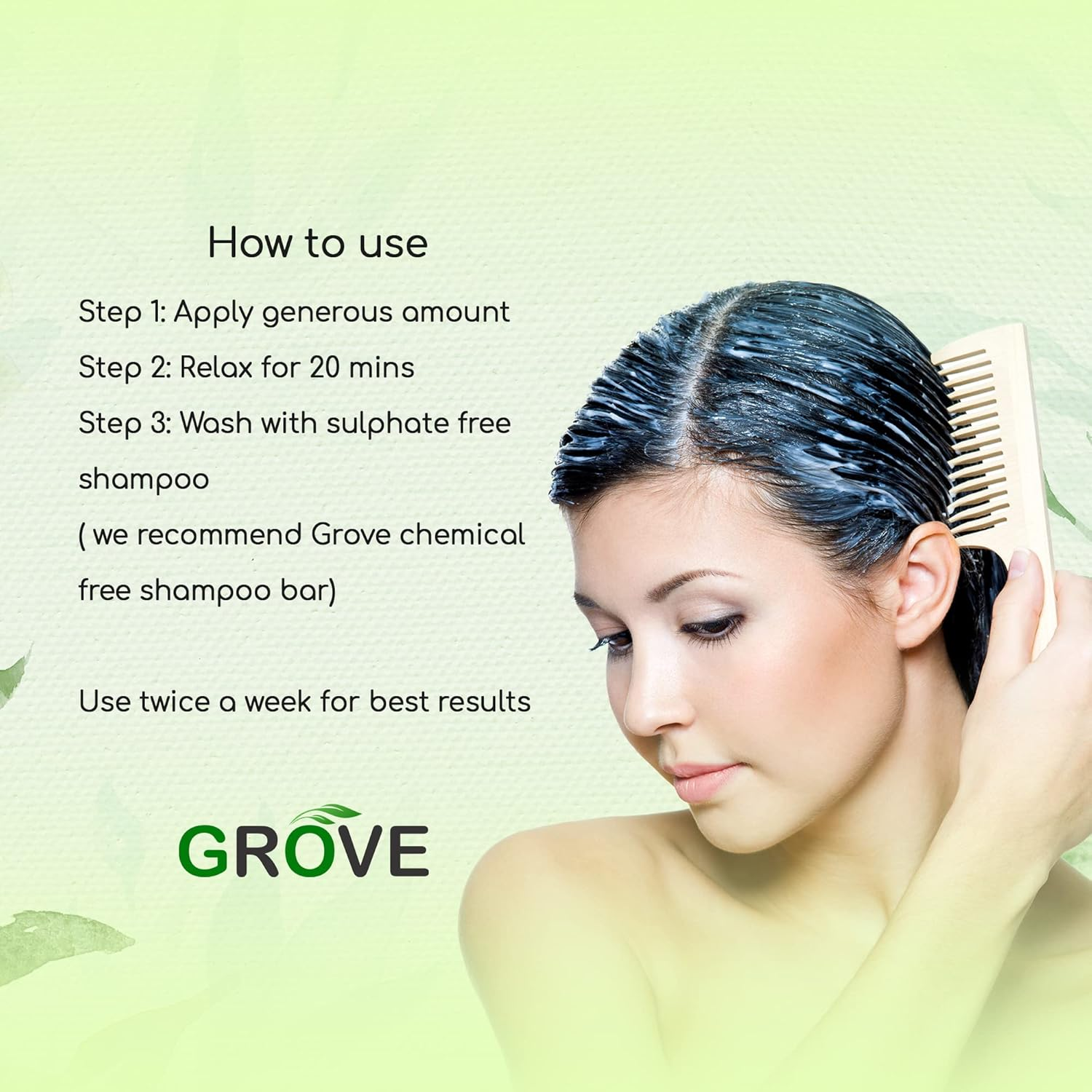 Grove Avocado Onion Deep Conditioning Hair Mask| Enriched with Argan, Hibiscus & Aleo Vera Oil for Dry & Frizzy Hair| Avocado & Coconut Butter (Pack of 1) &ndash; 100G image number 3