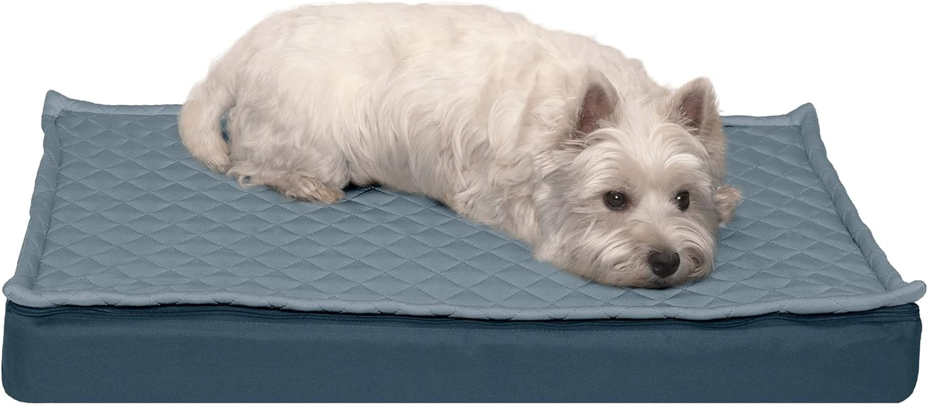 Furhaven Water-Resistant Cooling Gel Dog Bed for Medium/Small Dogs W/Removable Washable Cover, for Dogs up to 35 Lbs - Indoor/Outdoor Logo Print Oxford Polycanvas Mattress - Deep Lagoon, Medium
