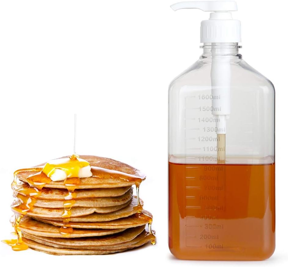 QANYEGN 1600Ml Easy Squeeze Pump Bottle, Pump Bottle Dispenser, Kitchen Squeeze Bottle for Syrup, Ketchup and Condiments