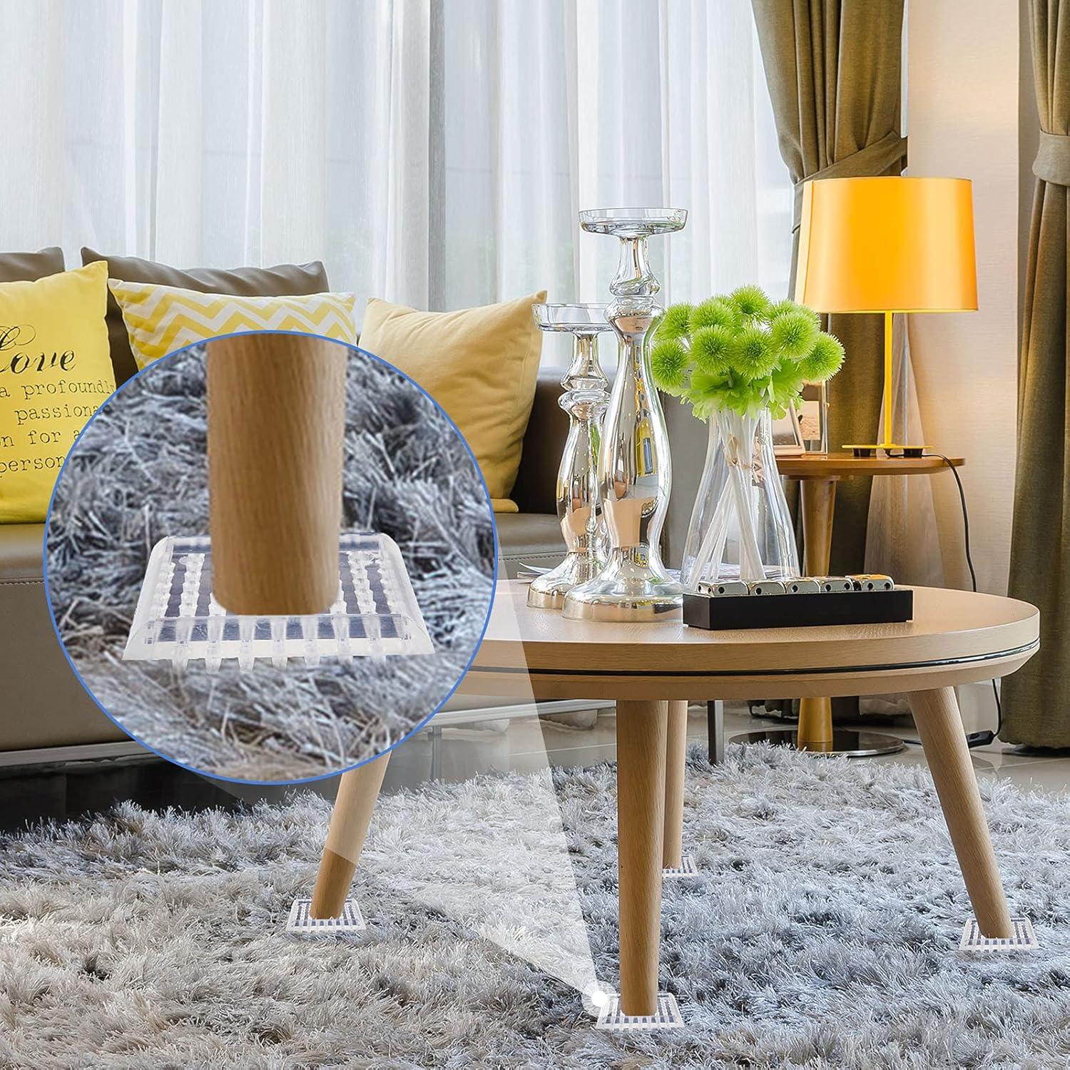 Carpet Protector Spiked Plastic round and Square Comfortable Touch Caster Cup Spiked Furniture Cup for Sofas, Tables, Chairs Offices Bookcases Other Furniture (12)