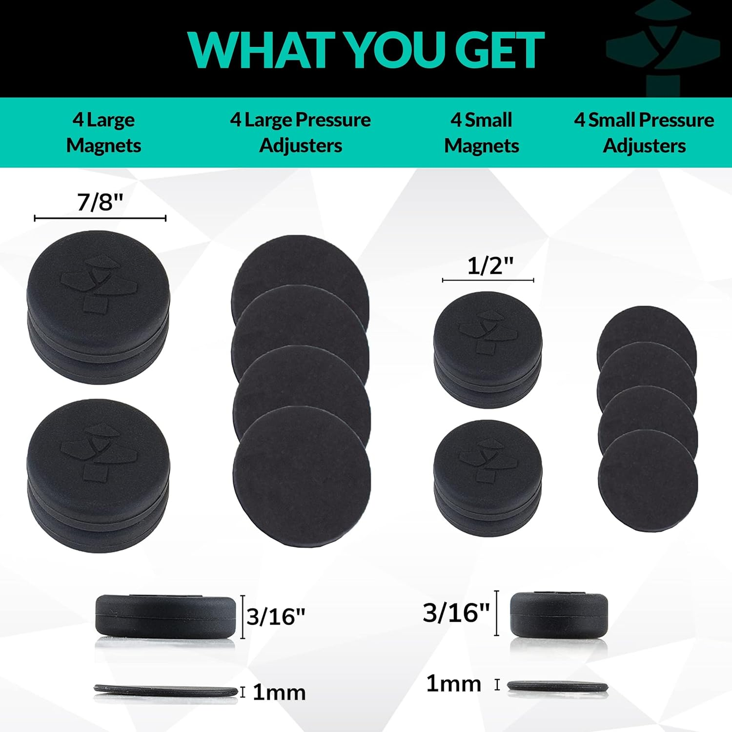 Cauliflower Ear Magnets | 8 Magnets + 8 Compression Reduction Discs Included. Cauliflower Ear Draining Kit for Treatment and Protection against Scarring