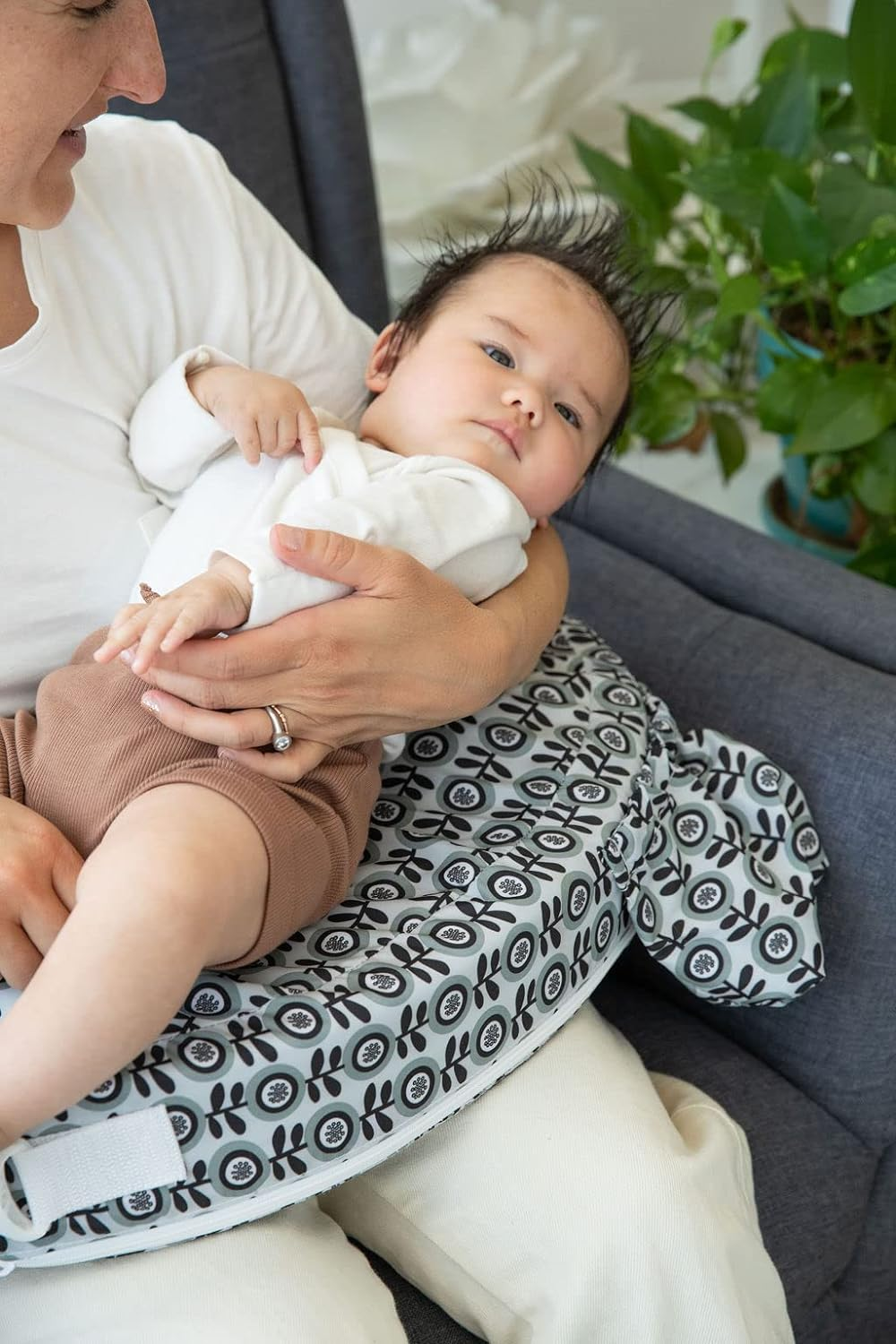 My Brest Friend Nursing Pillow - Midnight Poppy,Grey. Black image number 6