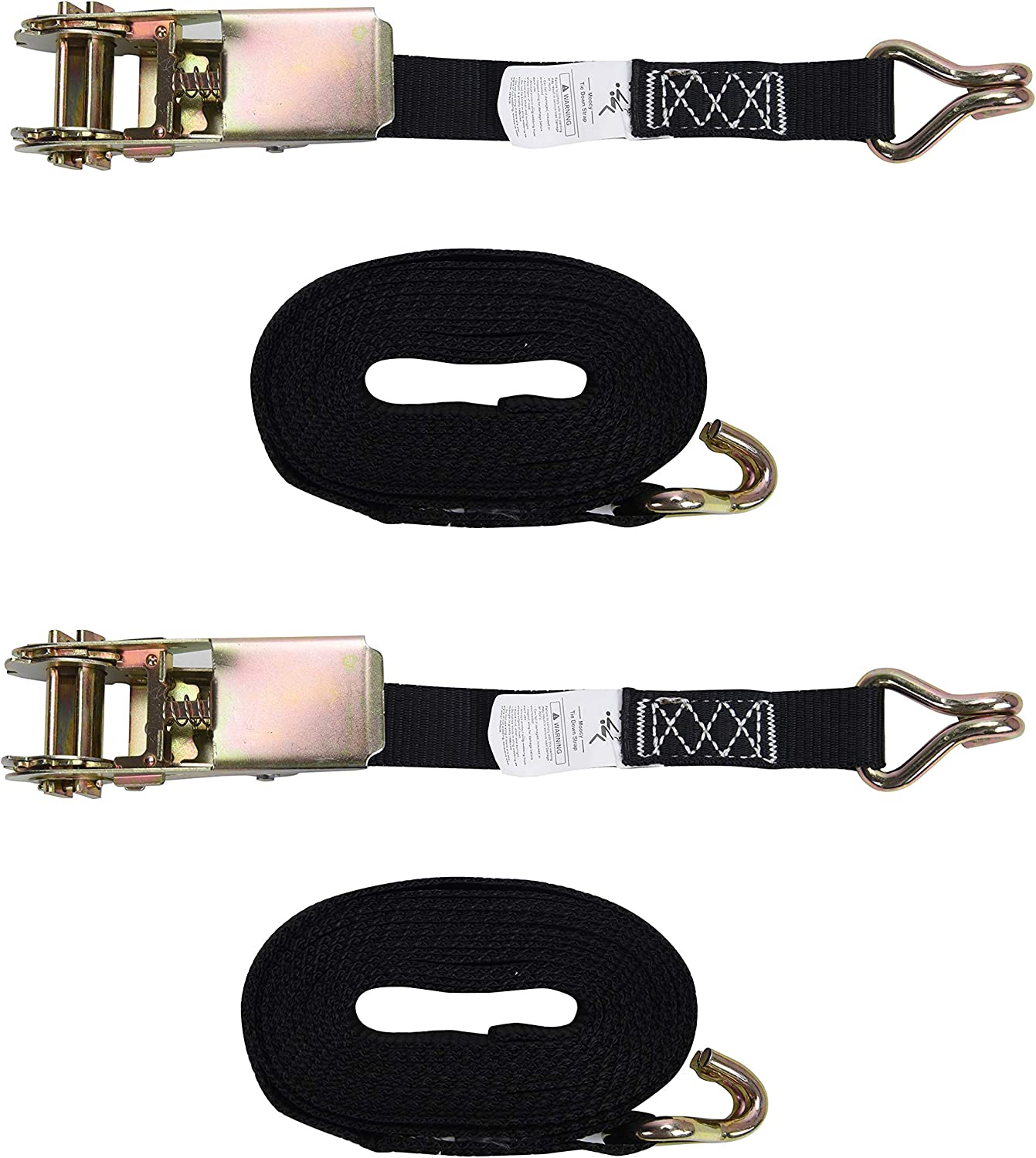 Sturdy 1" X 12Ft Tie down Straps with Dual J-Hooks, Heavy Duty Ratchet Cargo Lashing Straps up to 1500Lbs, Adjustable Cam Buckle Tie-Down Straps for Motorcycle, Cargo, Trucks,Trailer,Luggage-2Pcs