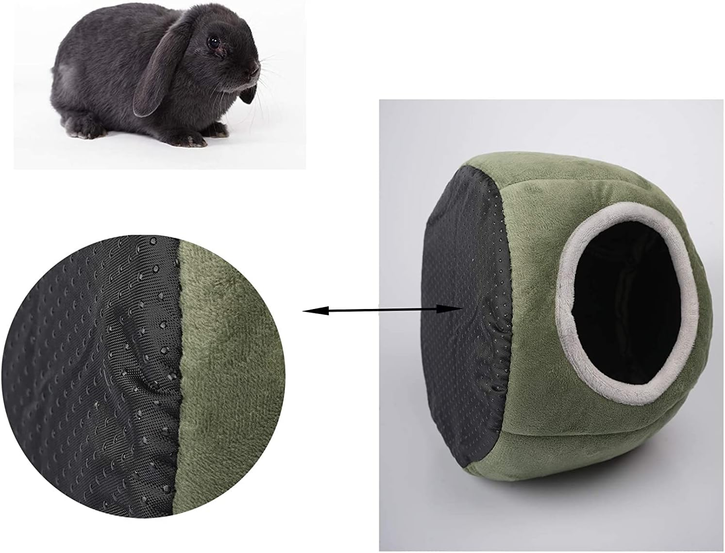 MJ - Hamster Bed Washable Guinea Pig Cage Accessories Small Animal Bed Hideout for Guinea Pig, Hedgehog, Hamster, Sugar Glider (Green) image number 3