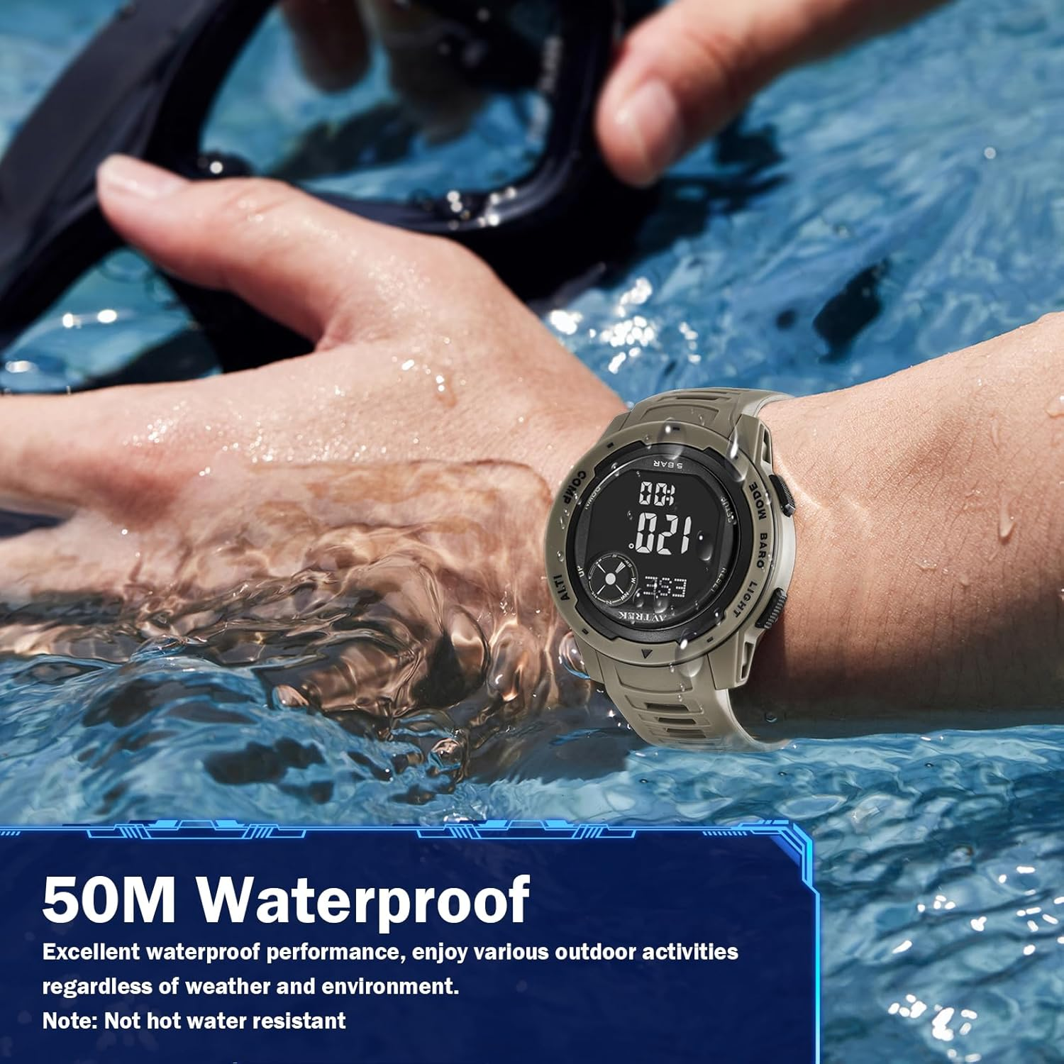 AVTREK Digital Sport Watches for Men, Women, and Teenagers, Army Military Compass Watches with Steps Tracker and Altimeter, Tactical Survival Watch, Multi-Functional Outdoors Waterproof Watches&hellip; - Blue image number 7