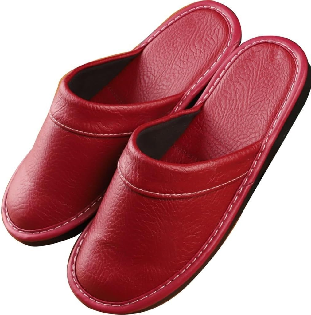 Leather Slippers for Men Indoor Outdoor，Pantoufles Mules En Cuir Pour Homme，Couple'S Home Indoor Breathable Non-Slip Slippers image number 3