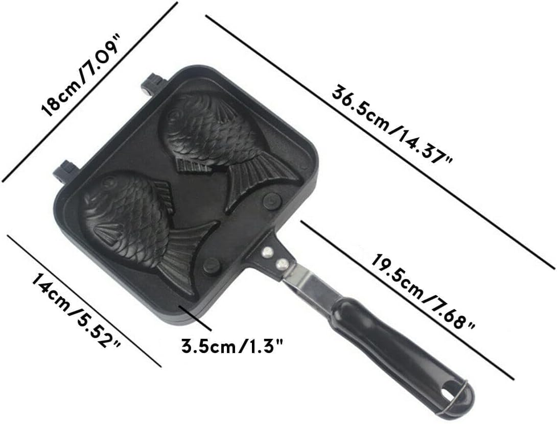 Yeshine Taiyaki Fish Shaped Bakeware, Nonstick Waffle Cake Maker Pan, Double Fish Shaped Food Fryer, Pancake Tools image number 1