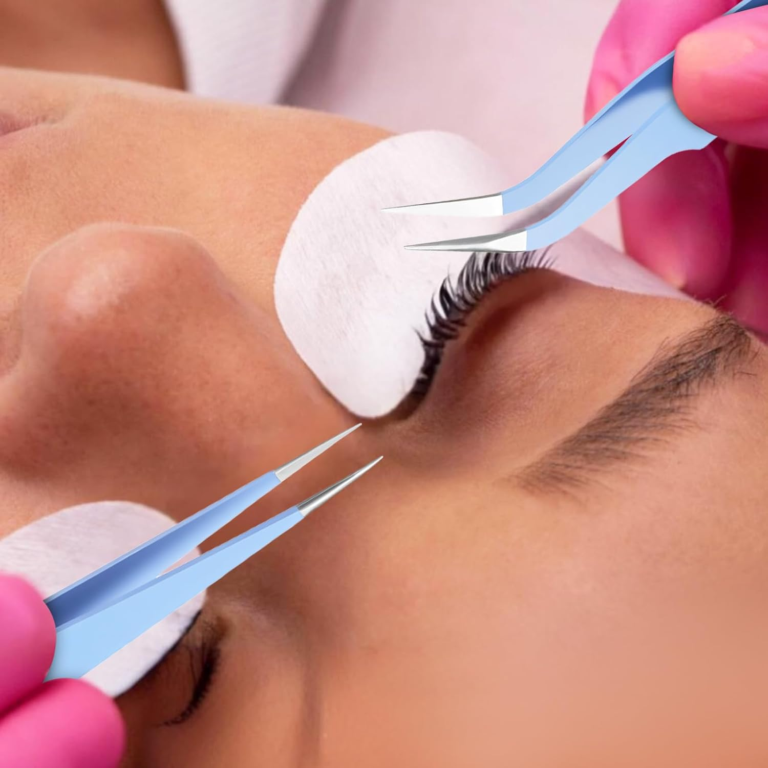 2 Pcs Sticker Tweezers, Craft Tweezers Scrapbooking Tools Precision Tweezer Blue Cute Crafting Tweezer for Stickers Lashes Electronics Scrapbooking (Blue) image number 4