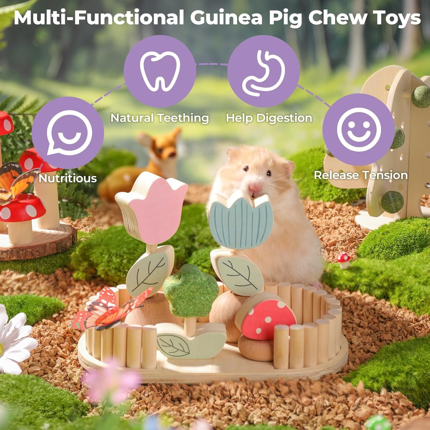 LMSNE Guinea Pig Chew Toys, Prevent Teeth Overgrowth, Natural Edible Rabbit Chew Toy for Bunny, Rat, Chinchilla, Gerbils and Others Small Animal image number 5