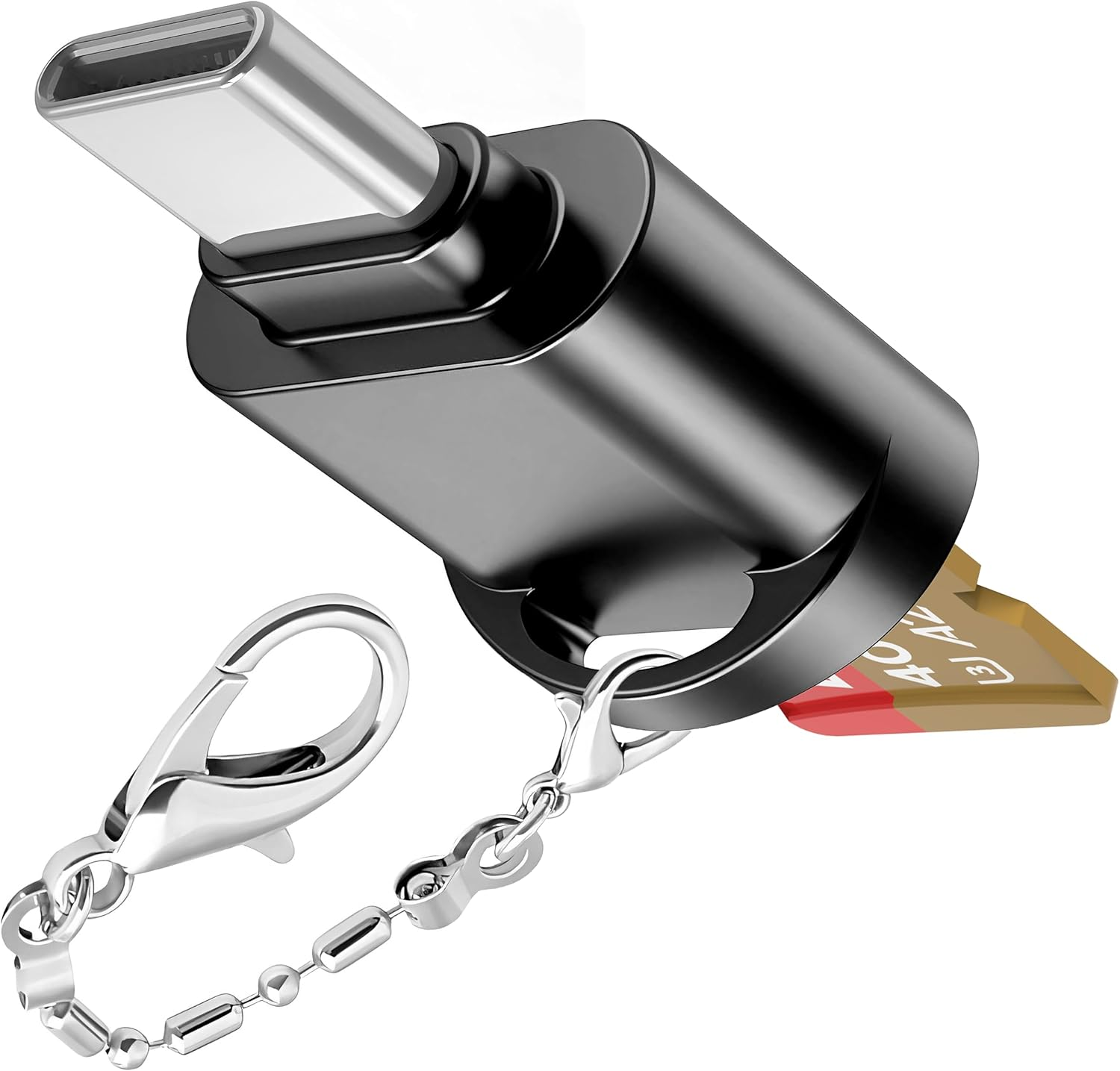 Wansurs USB-C Micro SD Card Reader for Android, Micro SD Card to Type-C Adapter, USB C Card Reader for Camera Memory Card with Keychain, Card Reader for PC Android Phone (Black)