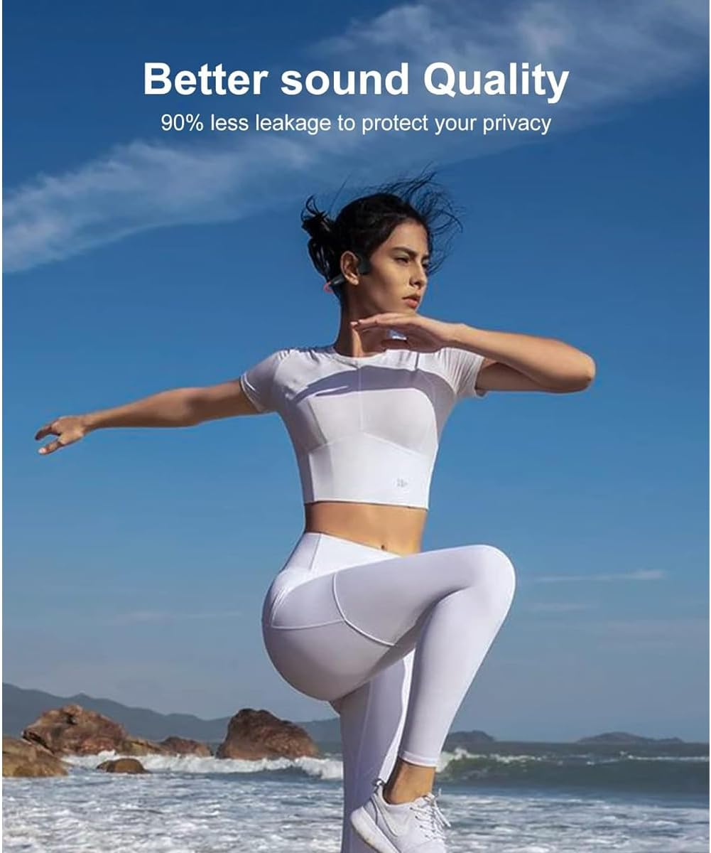 Rockshine Conduction Openair Headphones - Bluetooth Rechargeable Designed for Sports and Fitness Activities - Enjoy Audio While Staying Aware of Your Surroundings(Red) image number 2